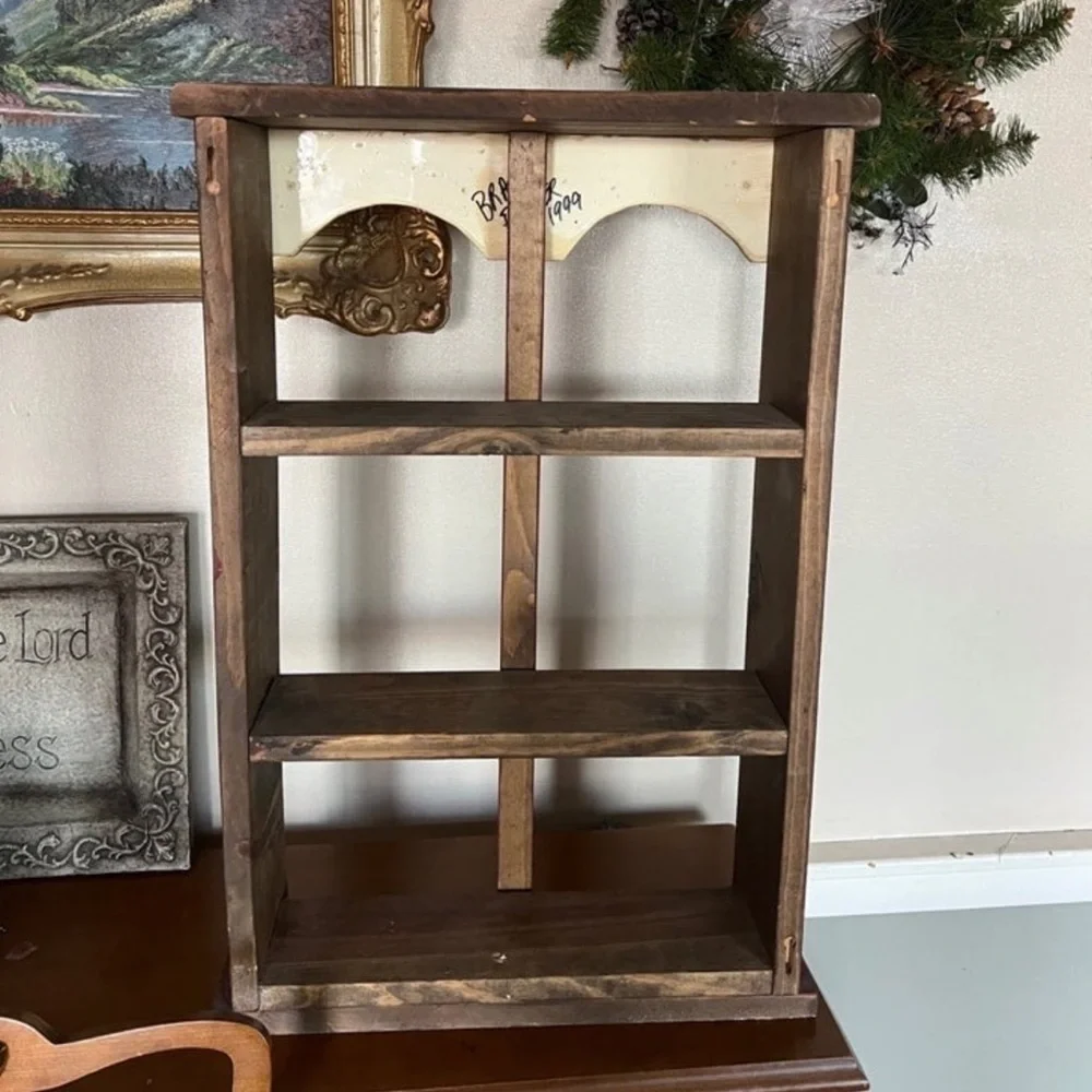 Rare Vintage Large Hand Carved Rustic  Solid Wood Apple Bird Shelf❗️FINAL SALE